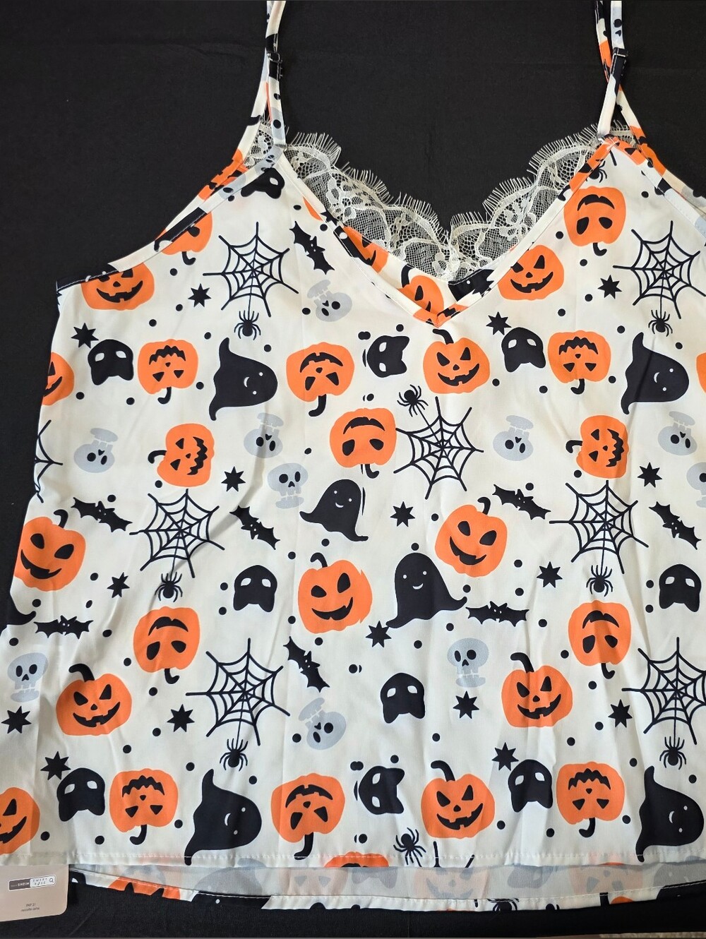Emery Rose NWT Halloween Pumpkin Ghost Lace Cami Top 0XL